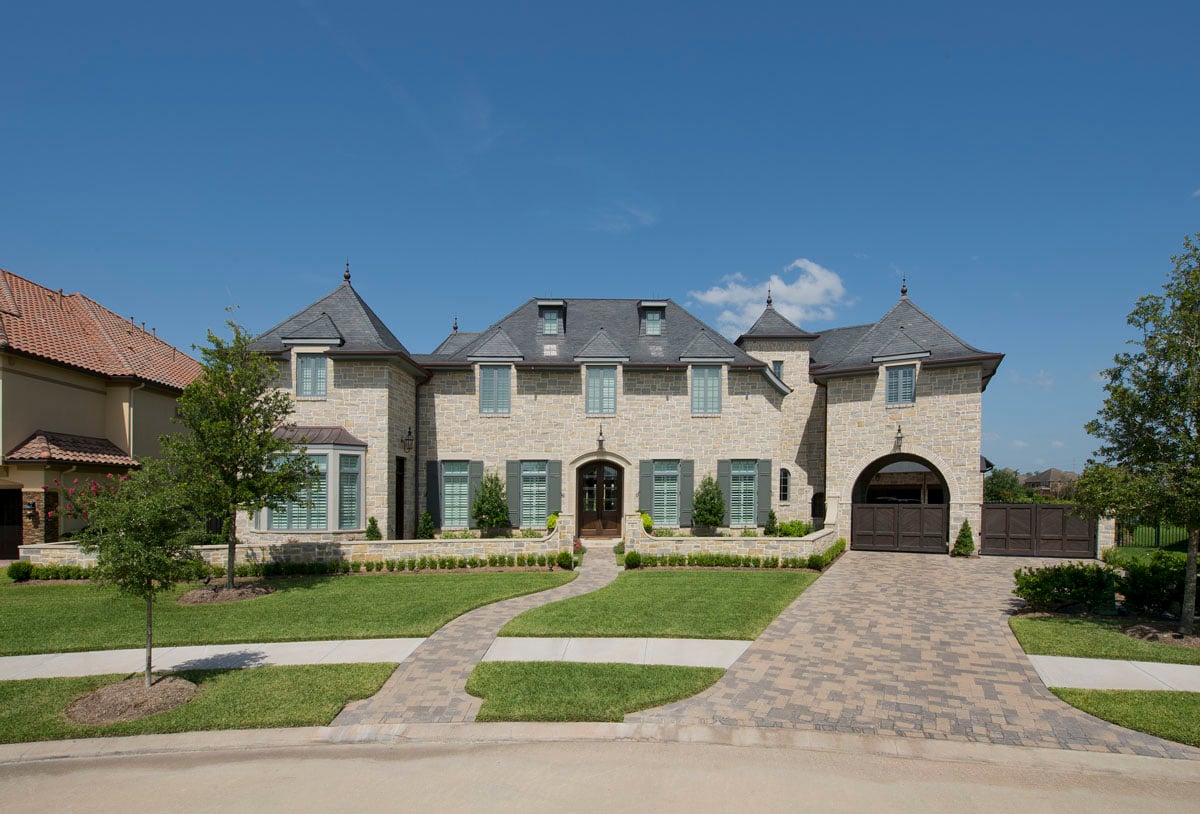 french country front driveway