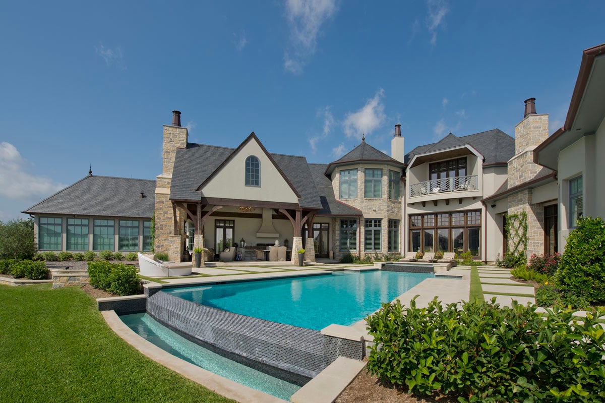 french country back yard pool