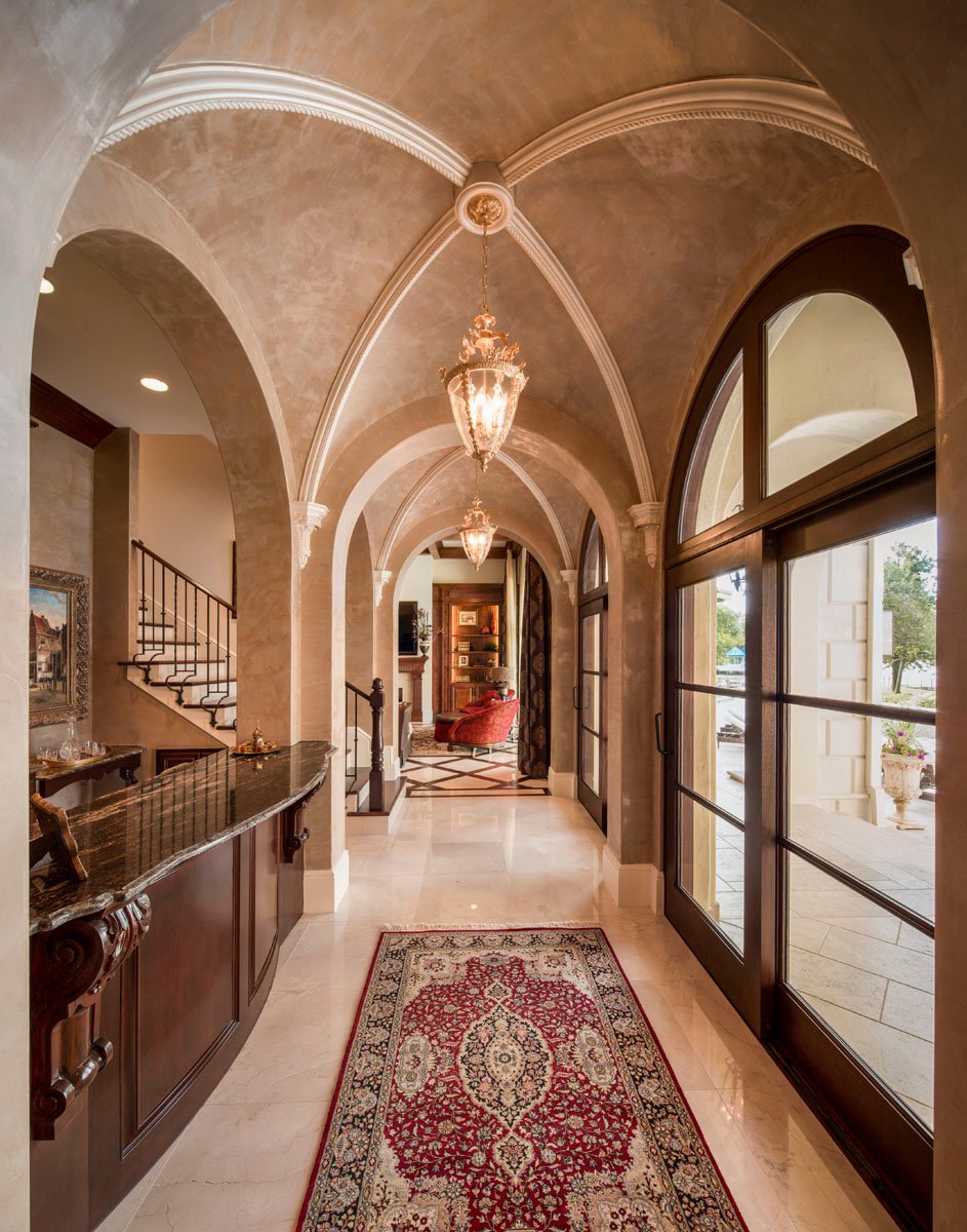 lakeside luxe hallway arches