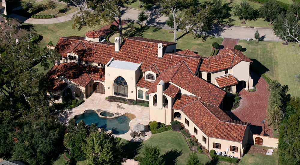 aerial view of a custom home