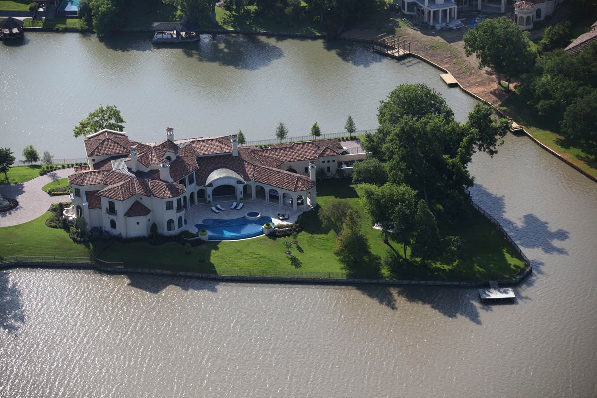 lakeside luxe aerial view