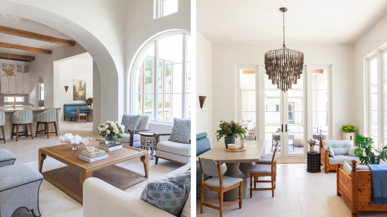 Open concept custom home with connected living, dining, and kitchen spaces designed for natural family flow