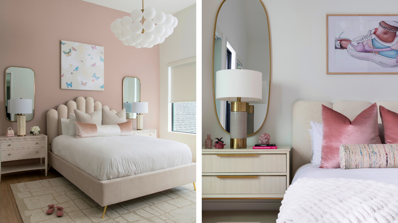 Soft custom bedroom designs with personalized details, layered lighting, and flexible layouts for growing children