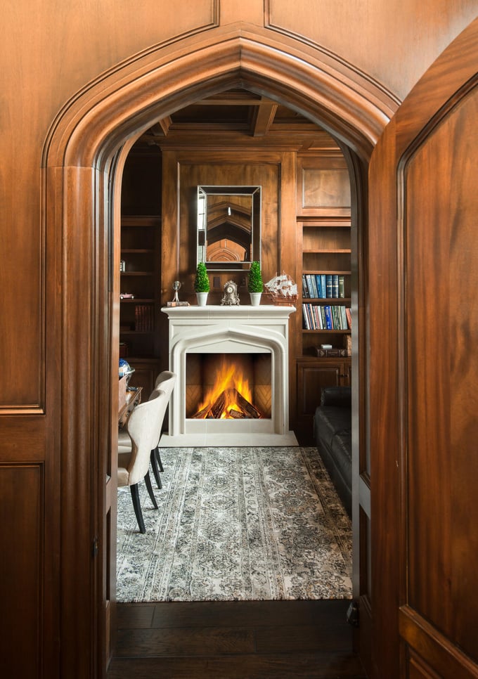 wood burning fireplace