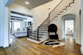 Transitional luxury home staircase landing