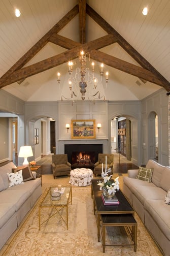 french normandy living room high ceiling