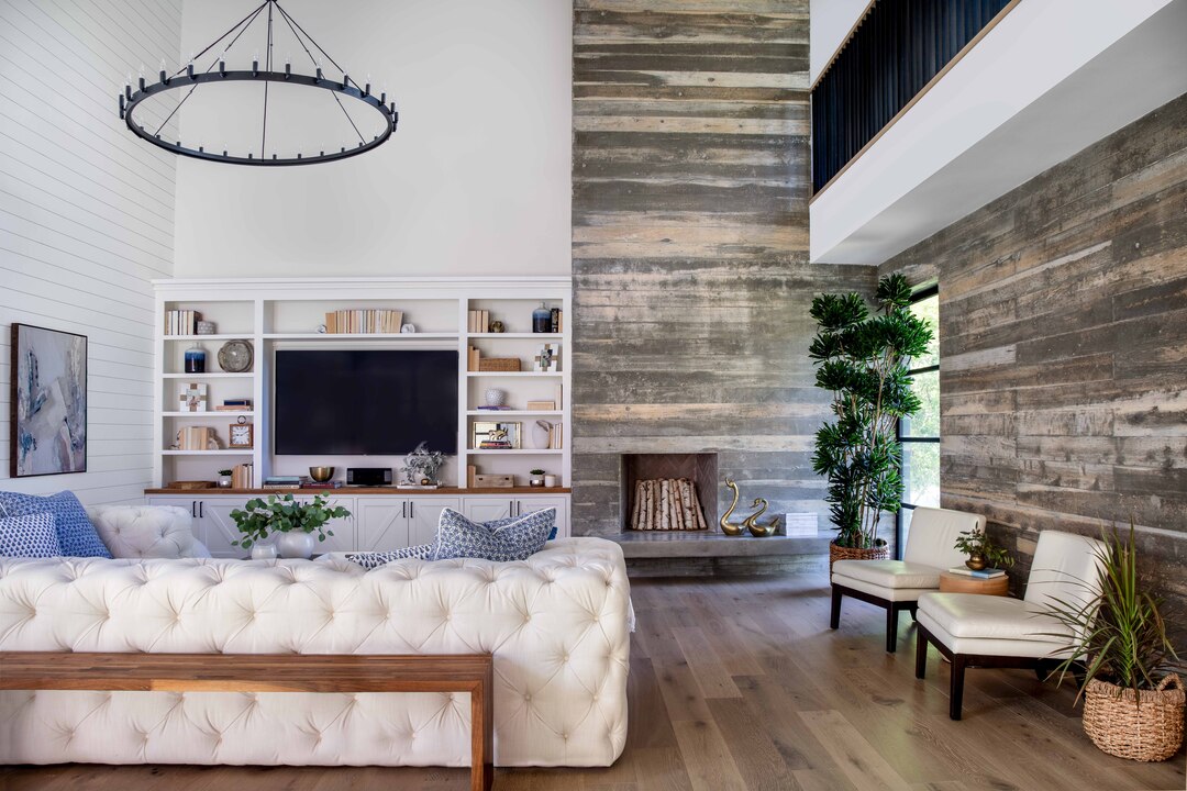 cedar shake transitional living room