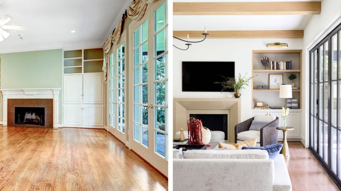 Prevent Budget Busts - 3 Living Fireplace Before and After