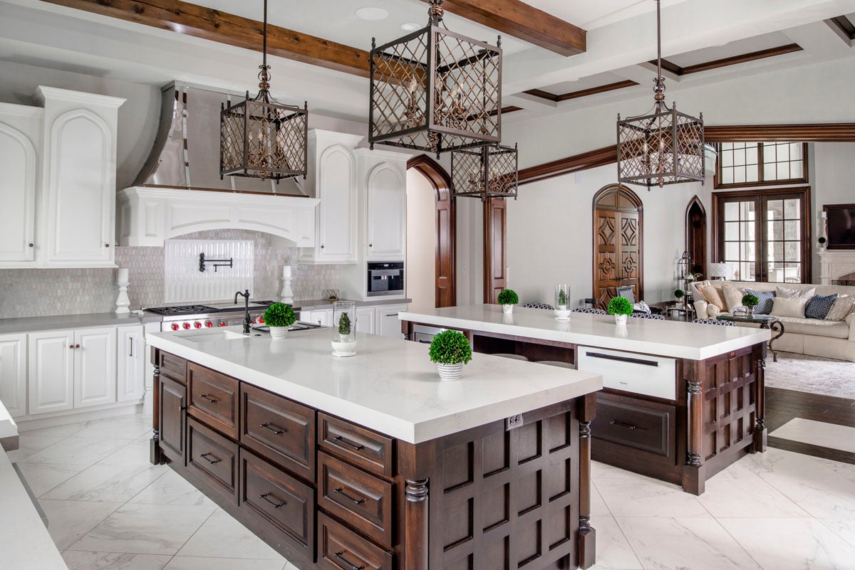 english tudor kitchen islands