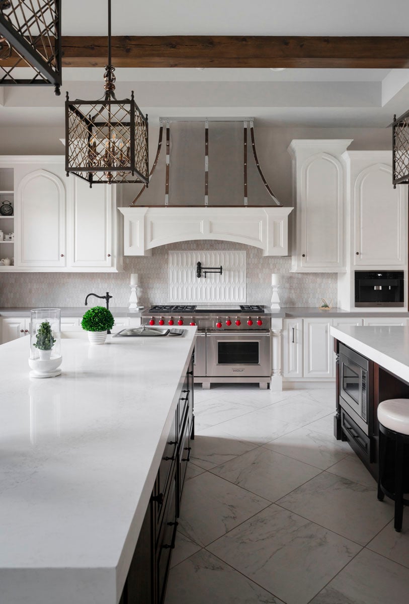 english tudor kitchen range hood