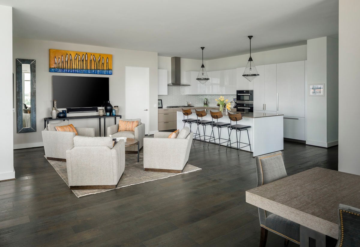 condo transitional custom living room