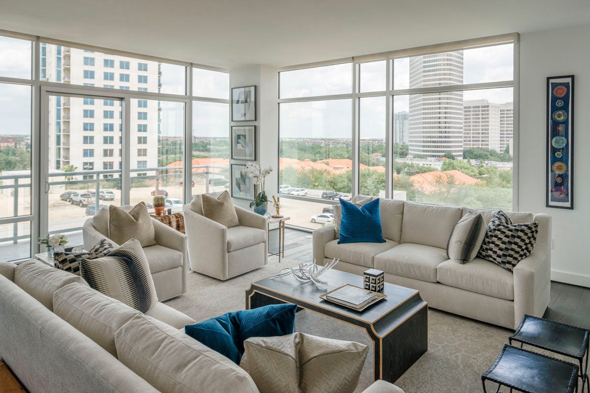 condo transitional custom living room seating