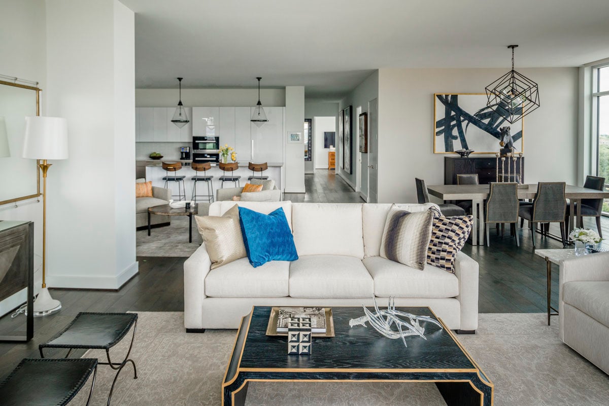 condo transitional custom living room