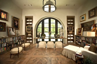 custom tuscan villa library