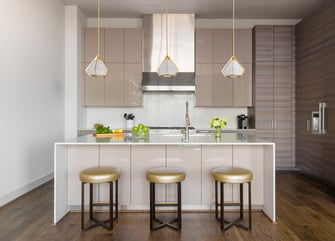 warm modern custom condo kitchen